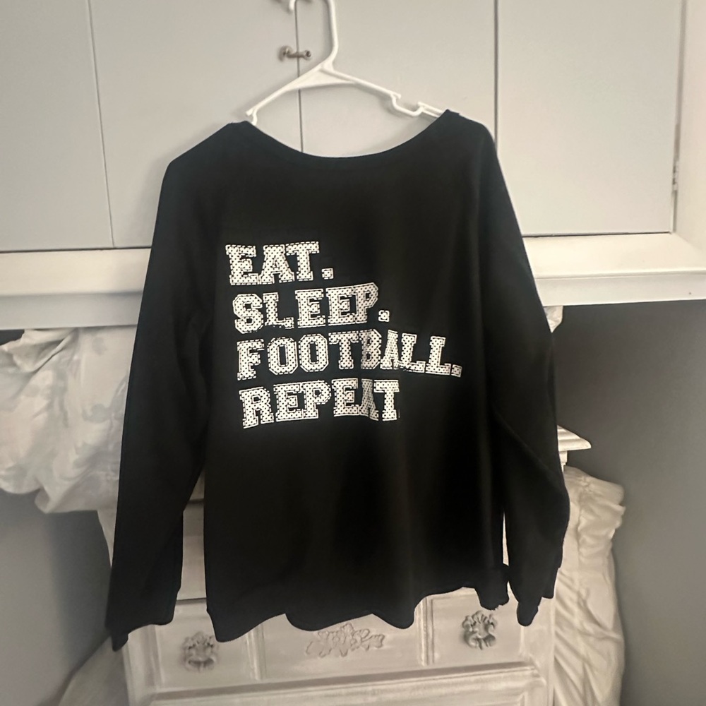 Lightweight black sweatshirt Eat Sleep Football Repeat